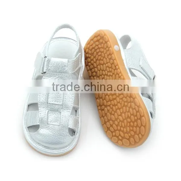 Children Shoes Silver Leather Handmade Squeaky Shoes photo-3