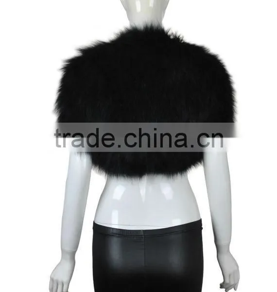 YR124 Tongxiang Fur Factory Fox Hand Knitted Fur Vest/Wholesale Fur Shrug With Elastic photo-5