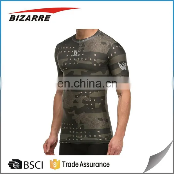 Slim Fit Gym T Shirt Men Short Sleeve Quick Dry Compression Shirt photo-5