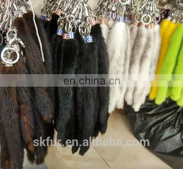 Multicolor and Smooth Real Mink Fur Fairy Tail Keychain photo-2