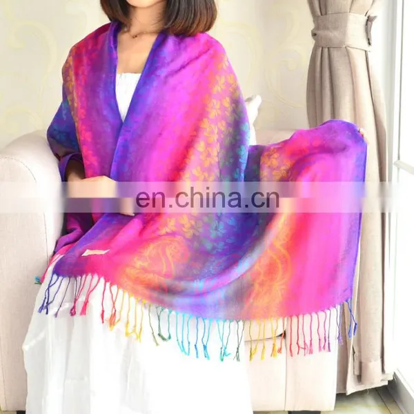 New Minority Style Nepal Cotton and Linen Colorful Hijab Manufacturer Direct Rainbow Pashmina Scarf photo-2
