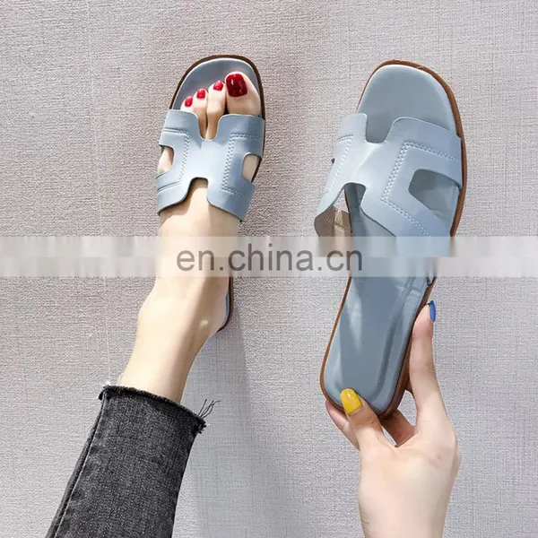2020 Hot Sale H-sandel, Soft-soled Fashionable Light Weight Flats Mules Shoes Wholesale Korean Fashion Women's Slippers/ photo-3