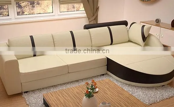 European Style Furniture White u Sharp Leather Sofa photo-2