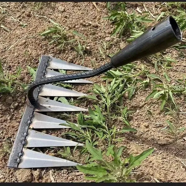 All Steel Hardened Nail Tines Grass Harrow Digging Wild Vegetables Lawn Loosening Rakes Hand Garden Sweeping Tool Weeding Rake