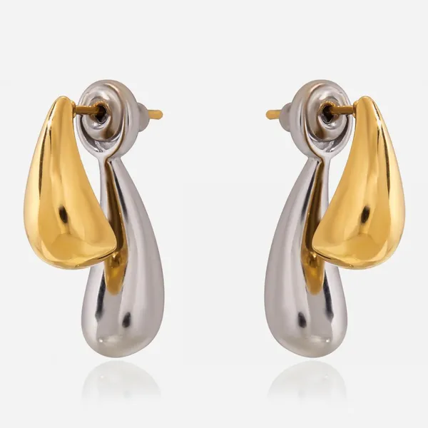 Geometric Hoop Earrings in Gold/Silver Plated Stainless Steel for Couples photo-4