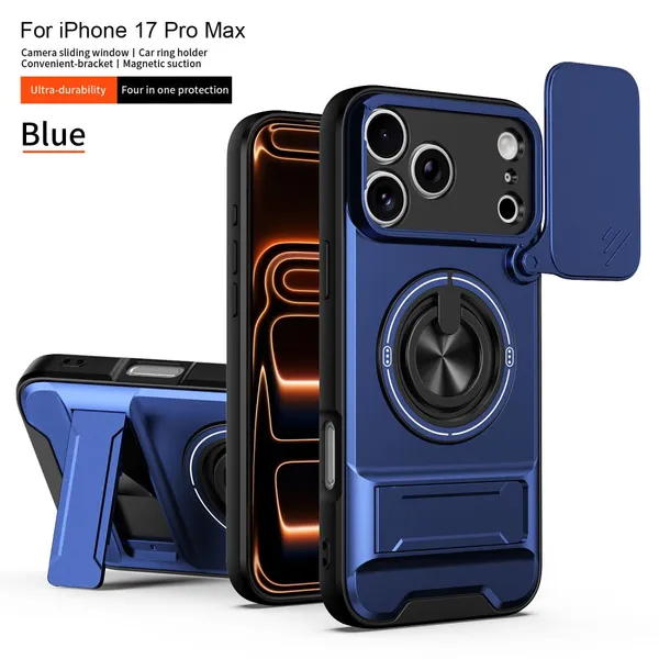 Suitable for Apple 17promax All-inclusive Mobile Phone Case Litchi Pattern Magnetic Invisible Bracket 18/17p Advanced Protective Cover photo-2