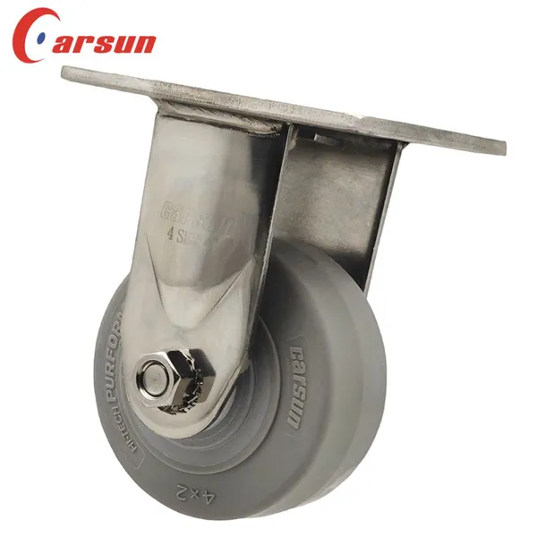 Carsun Stainless Steel Heavy Duty Caster Wheels 4-Inch Thermoplastic Rubber TPR Wheels Industrial Rigid Caster