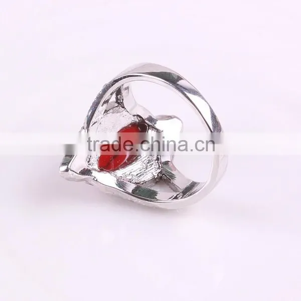 Fashion Silver Snake Ring With Big Red Accessory for Women photo-3