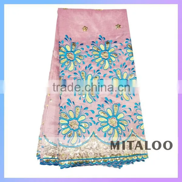 Mitaloo 2015 New Stock Nigerian George Lace With Sequins And Embroidery In Apparel MGP0036 photo-6