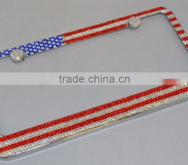 2015 USA Flag Bling Rhinestone License Plate Frame Car Decoration photo-2