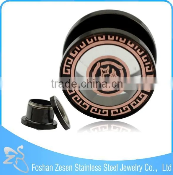 NEW! Black Steel Picture Set Tunnel Ear Plug Piercing photo-5