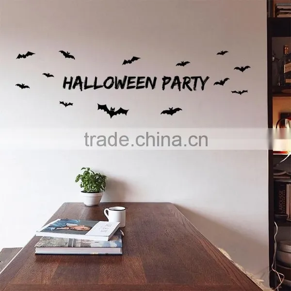 ALFOREVER Bat Halloween Black Quote Decals,bat Halloween Sticker photo-2