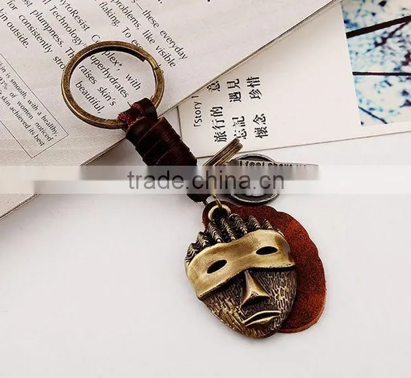 Factory Direcet Sale Exaggrate Punk Mask Pendant Keychain Real Leather Keychain photo-4
