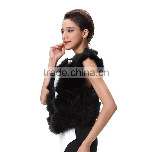 Fashion Lady Balck Sleeveless Fur Vest in Guangzhou 2016 photo-3