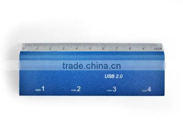 Blue Promotional Gift Slim 4 Port Usb 2.0 Hub With Ruler Function photo-6