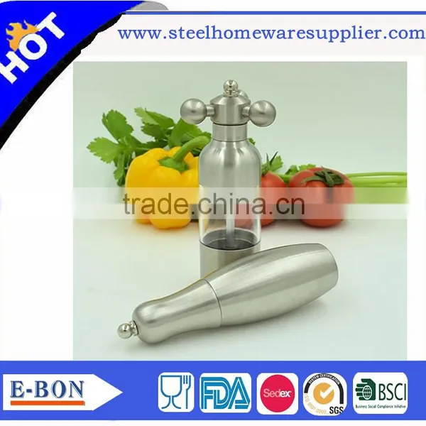 High Quality Customized Logo Stainless Steel Button Salt and Pepper Mill for Five-star Hotel photo-5