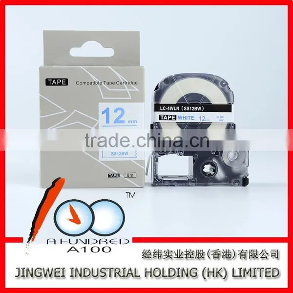 Compatible Espon/Kingjim Tape Cartridge for Label Printer LC-3LWV White on Blue 9mm SD9BW photo-5