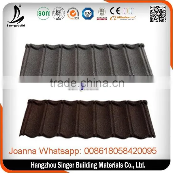 Zinc Supplier Green Unfade Durability Steel Material and Stone Coated Steel Roof Tile in Zhejiang photo-2
