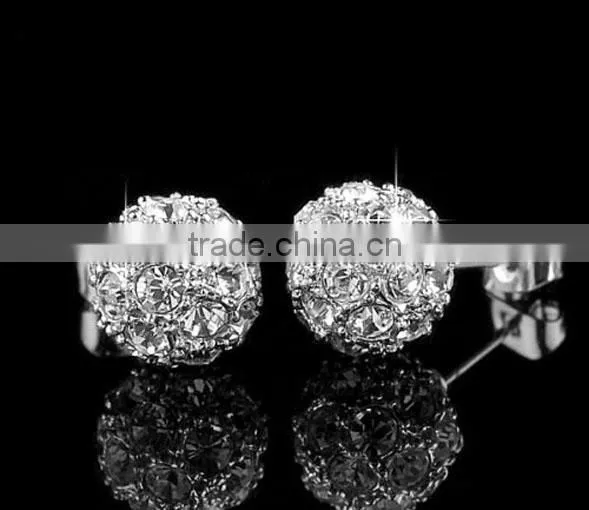 Austrian Crystal Silver Ball Earrings Stud photo-2