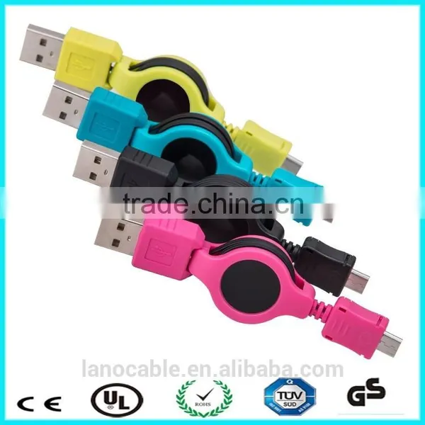 0.8m Micro USB Cable Mobile Phone Charging Cord Retractable Cable photo-3