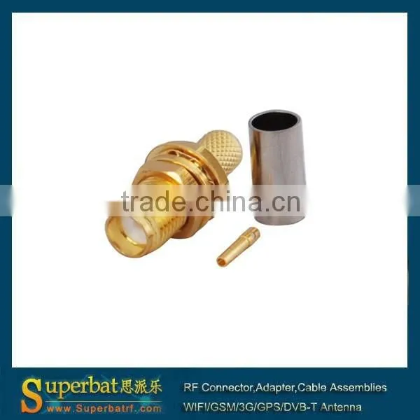 SMA Crimp Jack Bulkhead Connector for LMR195 Sma Male Right Angle Connector