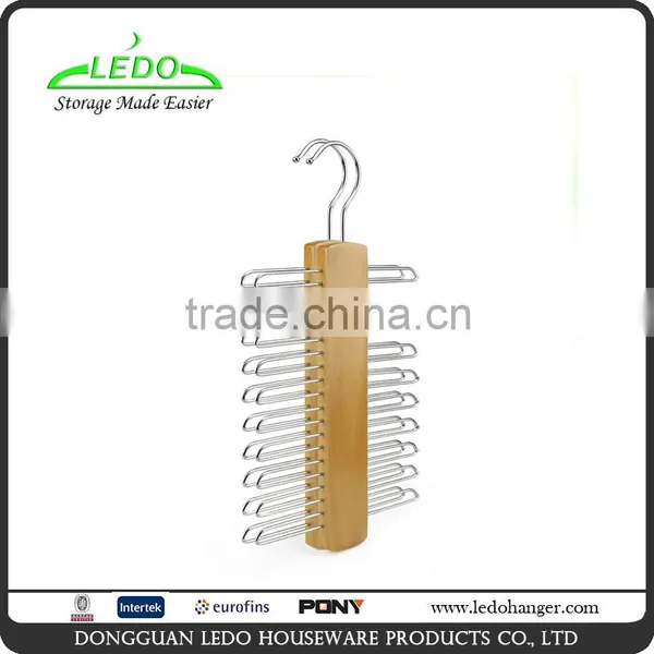 Pack of 2 Wooden 20 Bar Tie Shaped Tie Rack Coat Hanger Natural Finish/.