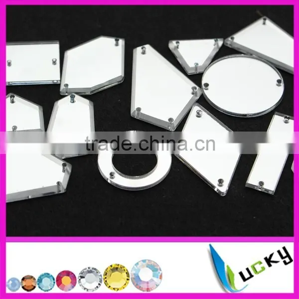 Top Quality Sew-on Acrylic Stone Acryl Strass Mirror Shaped Flat Back Rhinestones With Holes photo-2