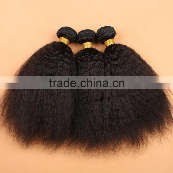 Wholesale Virgin Indian Hair Kinky Straight Yaki Hair Weave