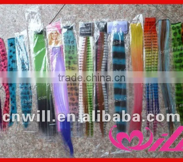 Pretty Synthetic Feather Hair Extension Cheap Synthetic Colorful Clip-in Hair Extensions Synthetic Fiber Hair Extension photo-5