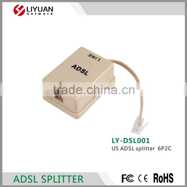 LY-DSL001 US ADSL Splitter 6P2C RJ11 RJ45 Line ADSL Modem Phone Telephone Adapter Filter Splitter