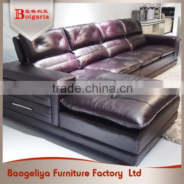 New Design Top Home Furniture Corner Recliner Stanley Leather Sofa India photo-4