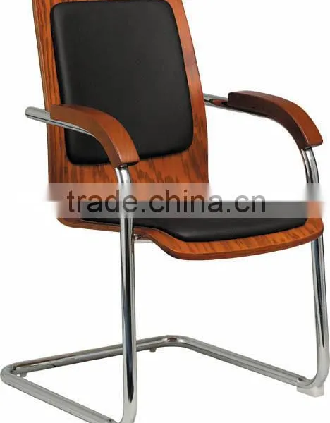 Plywood Bentwood Black Pvc pu With Solid Wood Arm Meeting Guest Office Chair Conference Chair A21-Y08 photo-4
