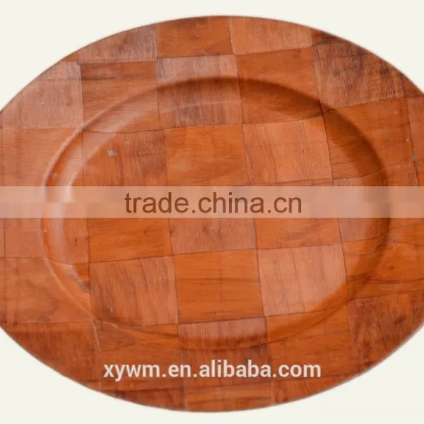 China Wholesale Red Wooden Woven Dessert Plate photo-2