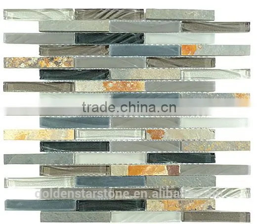 Asian Mosaic Tiles Stone Mosaic and Mosaic Glass Mix (crystal Glass )