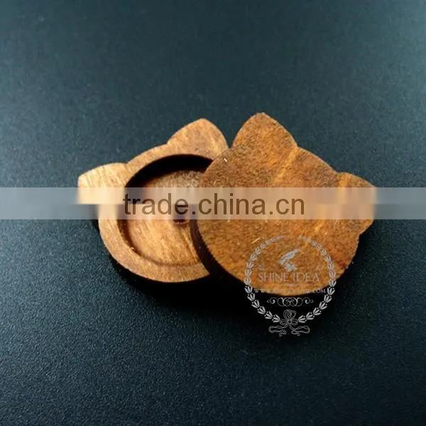 18mm Setting Size Vintage Style Natual Log Wood Cat Round Bezel Pendant Setting DIY Findings Supplies 1411131 photo-4