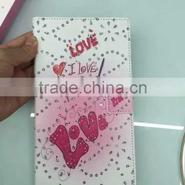 I Love You Diamond Pu Flip Case Pink