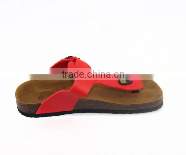 2015 Red Flip-flops Cork Outsole Lady Leather Sandal Shoes photo-5