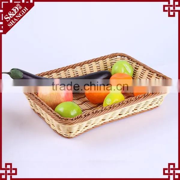 Cheap Custom Rectangular Shape Fruit Vegetable Display Basket Hand Woven Baskets photo-4
