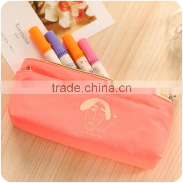 Q1113 Creative Candy Color Fluorescent Double Zipper Pencil Bag photo-2