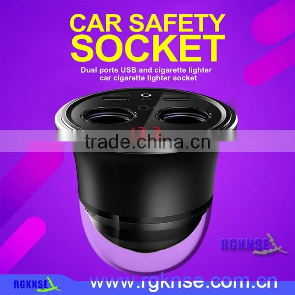2017 Double Cigarette Car Cigarette Lighter Socket Dual Usb Car Charger With Resqme Car Escape Tool Safety Seat Belt Cutter photo-4