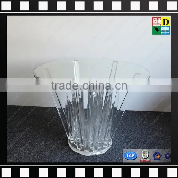 Clear Acrylic Small Round Coffee Table Glass and Marble Base Cafe Table From Shenzhen Yidong photo-3