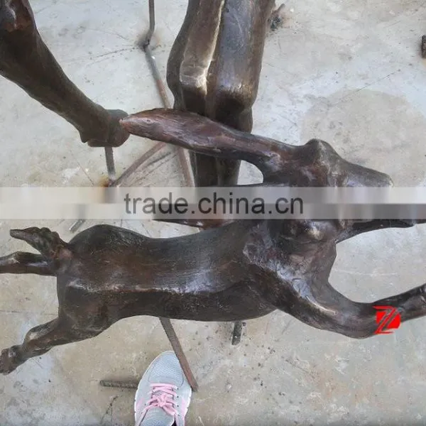 Large Decorative Running Bronze Rabbit Statue photo-2