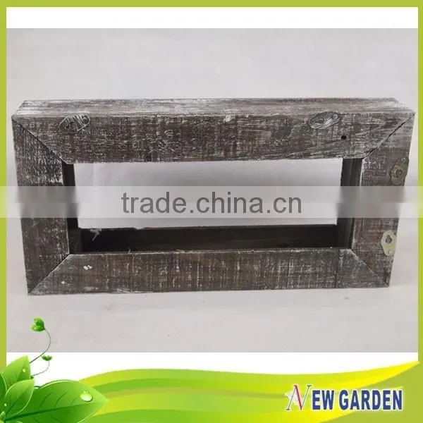 Strudy and Durable Eco-friendly Retangle Wooden Wall-mounted Flower Pot photo-2