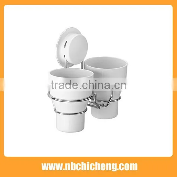 Wall Cup Holder Suction Cup Bathroom Toothbrush Cup Holder Double Cups Bathroom Accessories photo-4