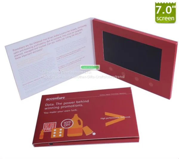 7 Inch Tft Color Screen Lcd Video Business Cards / Video Booklets Built In 1400mah Battery photo-5