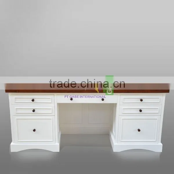 Writing Desk Two Tone Color White and Brown Model Scarlet photo-3