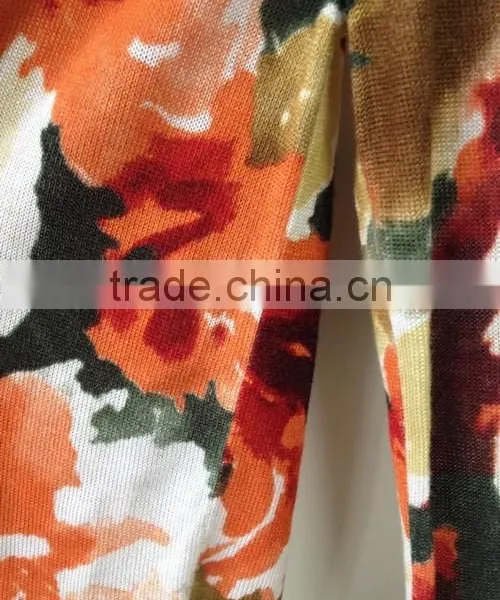 Women's V-neck no Hand Feeling Reactive Printing Cardigan Sweater photo-4