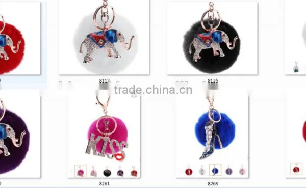 Shiny Unicorn Horse Animal Fur Pom Pom Keychain Bag Charms Unique Faux Fur Ball Bag Charms 2017 Keychain Premium Gifts photo-5