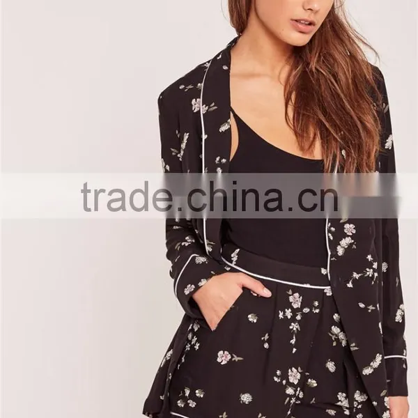 Custom Full Print Flower High Waisted Boxer Shorts Floral Print Suit Shorts Black photo-5