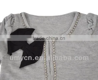 2014 New Girl's Two-stone Bowknot Bead Girl Sweater 12 Years photo-3